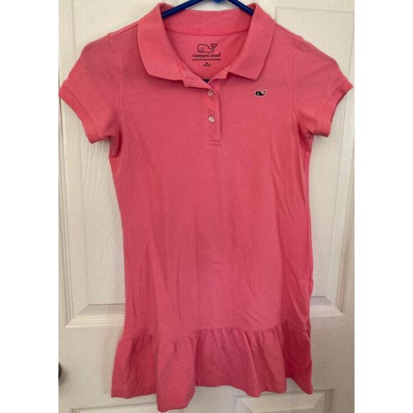 Vineyard Vines Other - Vineyard Vines Kids Girls Pink Button Up Collared Shirt Dress Ruffled M 10 12